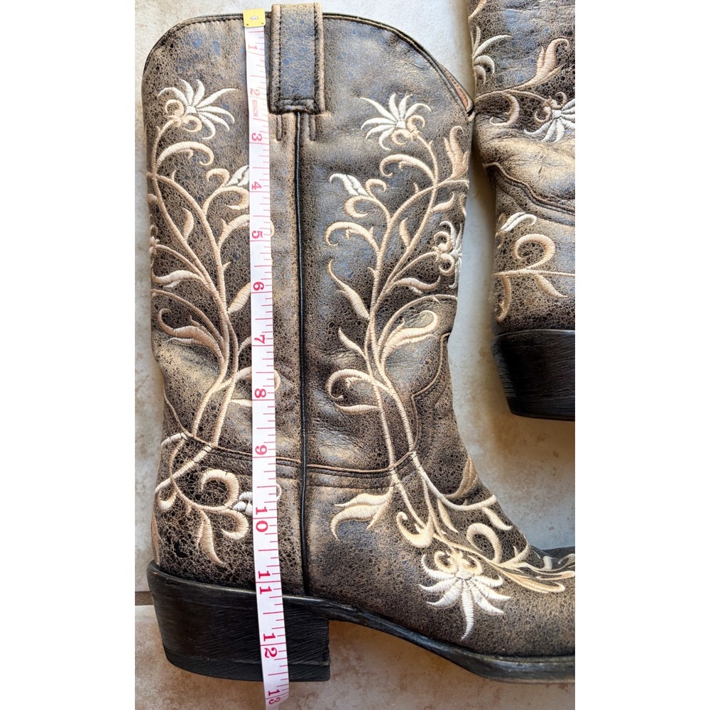 Stetson Womens Garden Variety Grey Floral Embroidered Western Boot Size 7.5‎ - Picture 7 of 9